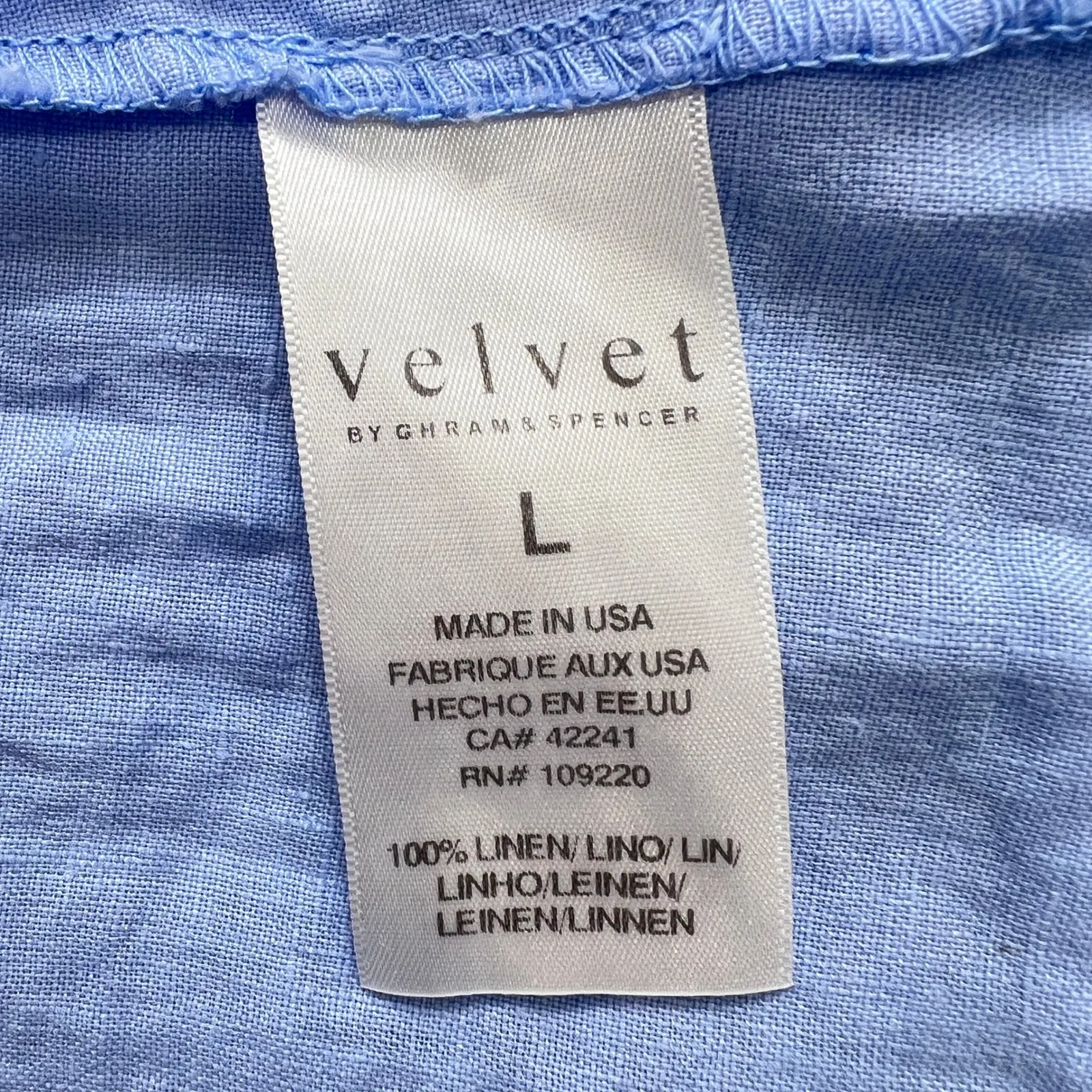 Velvet by Graham Spencer Linen Blend V Neck Sleeveless Top Periwinkle Blue Large - Image 7