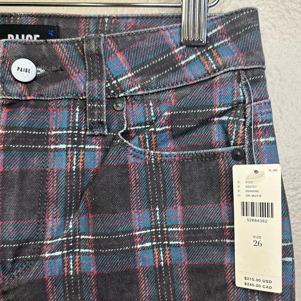 NWT Anthropologie Paige Hoxton High-Rise Skinny Jean Black Atlantic Tartan Plaid - Image 7