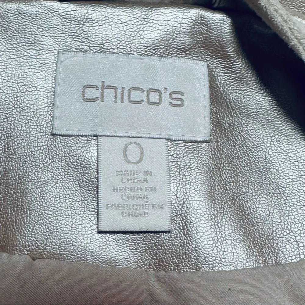 Chico’s Champagne Gold Metallic Moto Motorcycle Jacket Sz 0 - Image 6