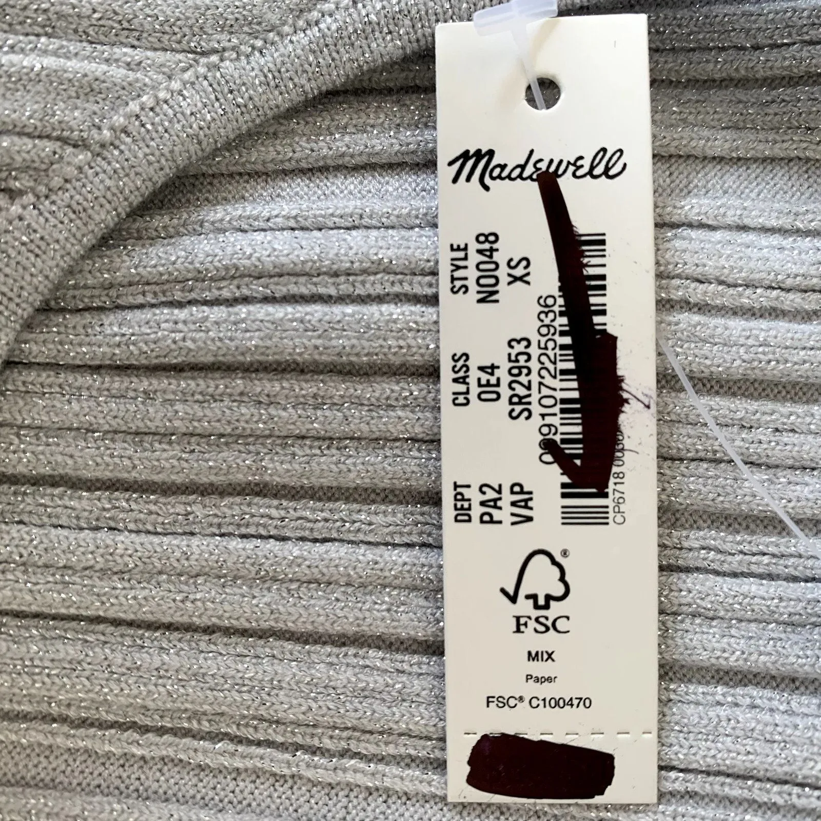 NWT Madewell Sz XS The Signature Shimmer Knit Cutaway Sweater Tank Vapor Gray - Image 6