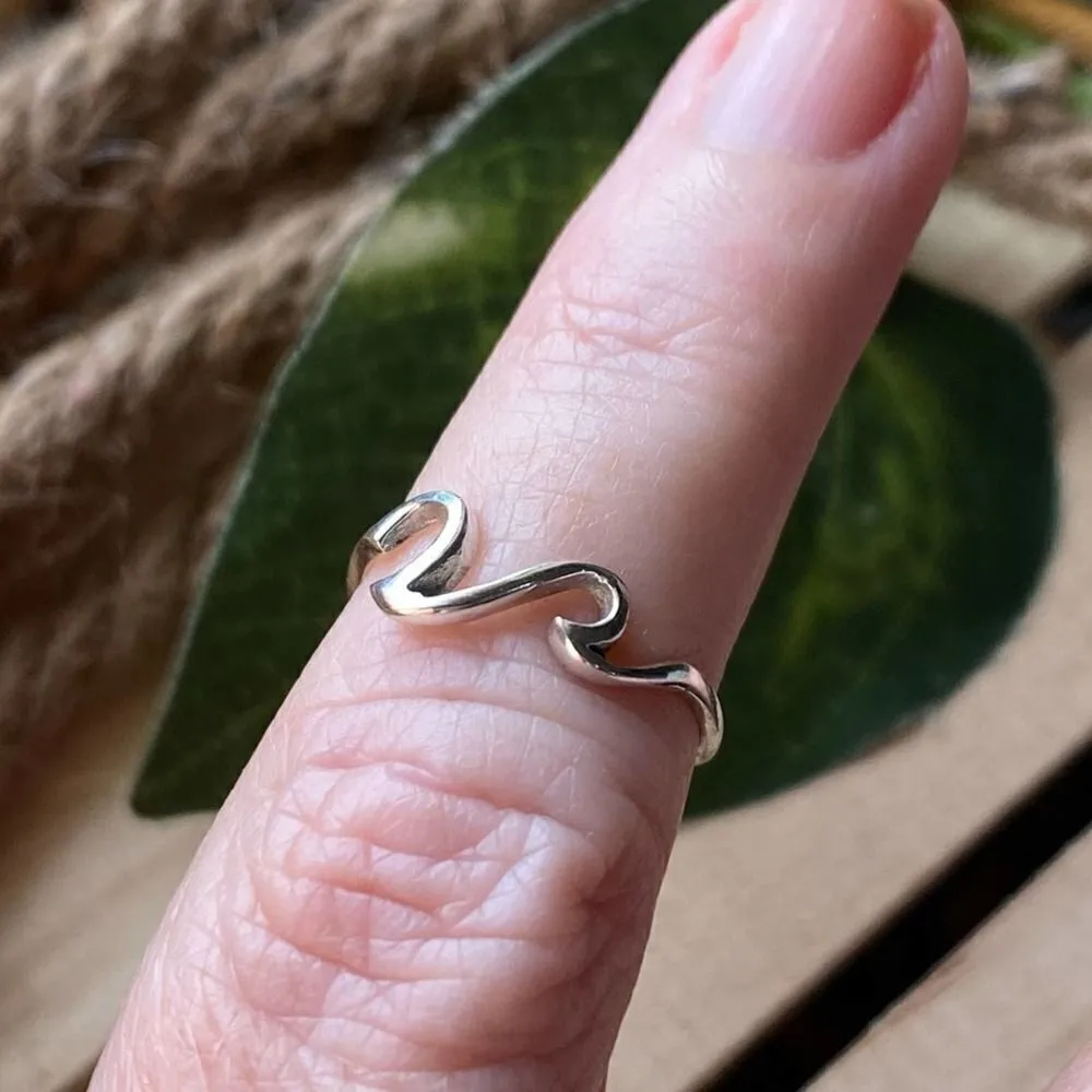 Sterling Silver Double Crashing Waves Toe Ring Midi Ring Silver - Image 3