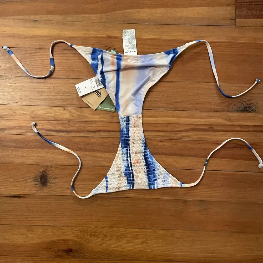 Quicksilver Side Tie Smocked Bikini Bottom Womens Size Small NEW Beach Vacation - Image 5