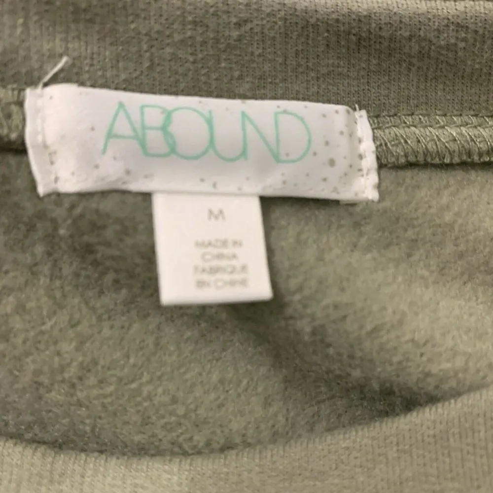 Abound Womens Olive Green Puff Sleeve Cropped Pullover Sweatshirt - Image 4