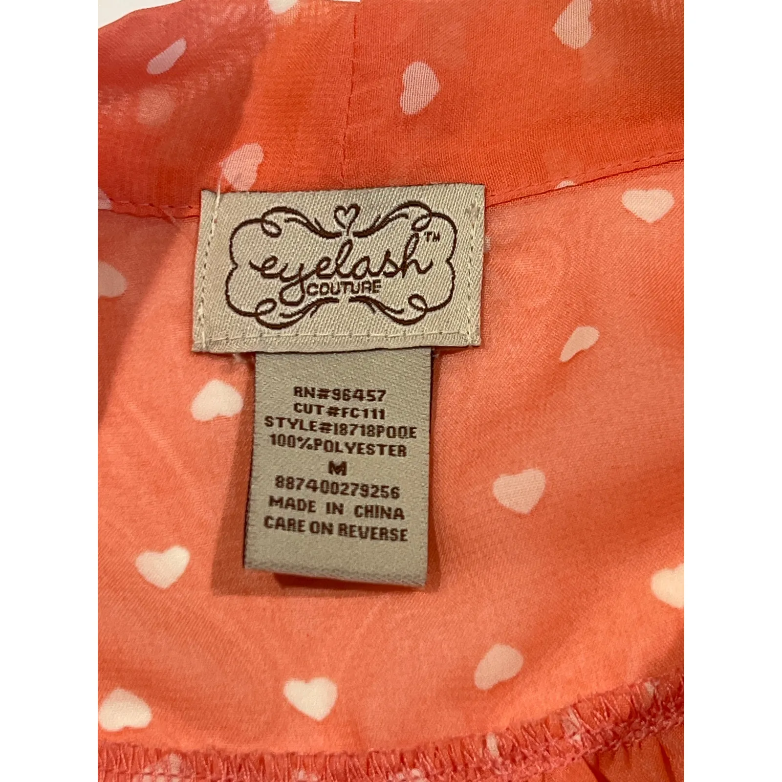 Eyelash Couture Sleeveless Sheer Peachy Pink Heart Blouse Women's Size M Ruffles - Image 5