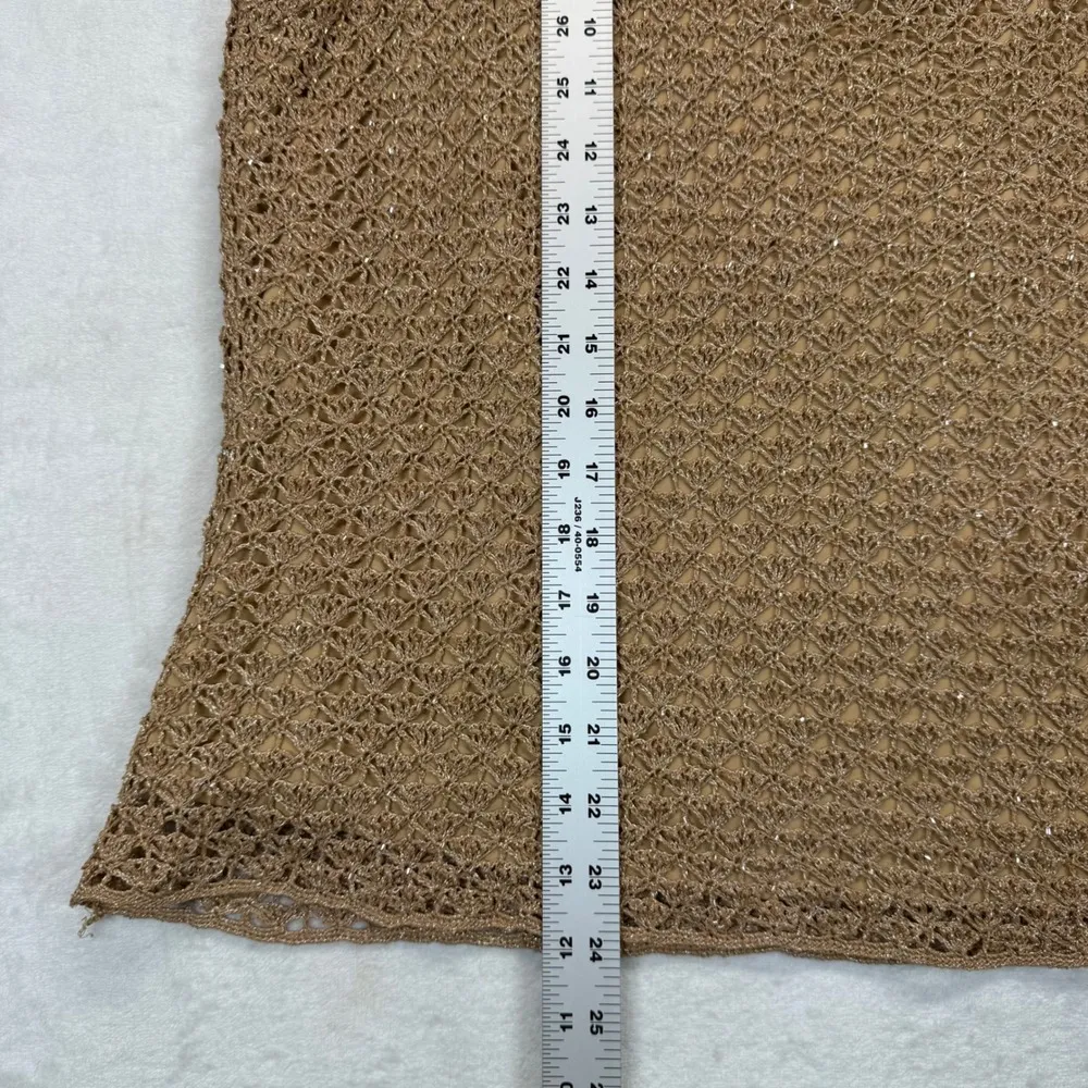 Carmen Marc Valvo metallic crocheted knit Tank Top Sleeveless Lined Party Top 2X - Image 3