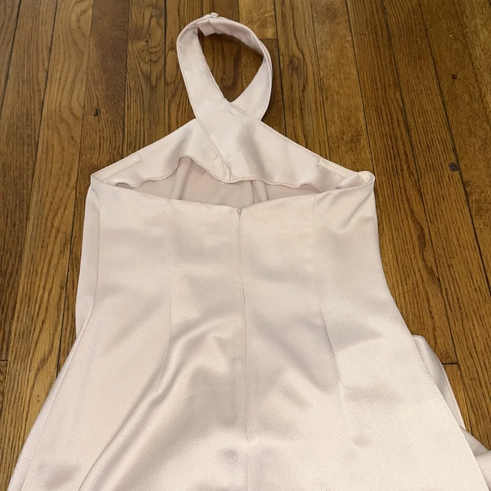 BHLDN Ruby twist halter satin maxi gown dress blush pale pink - Image 8