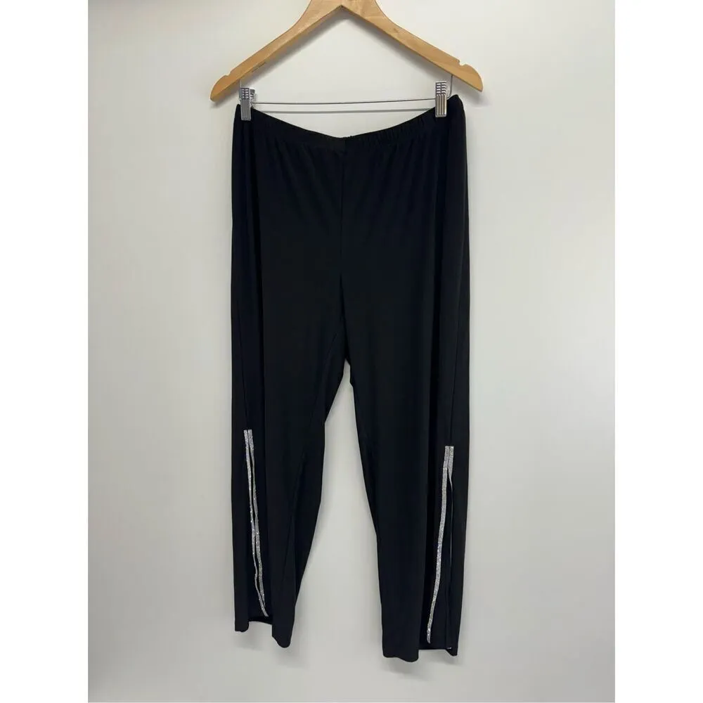 MSK‎ Wide Leg Pants Size XL Petite Black Rhinestone Elastic Waistband NEW - Image 3