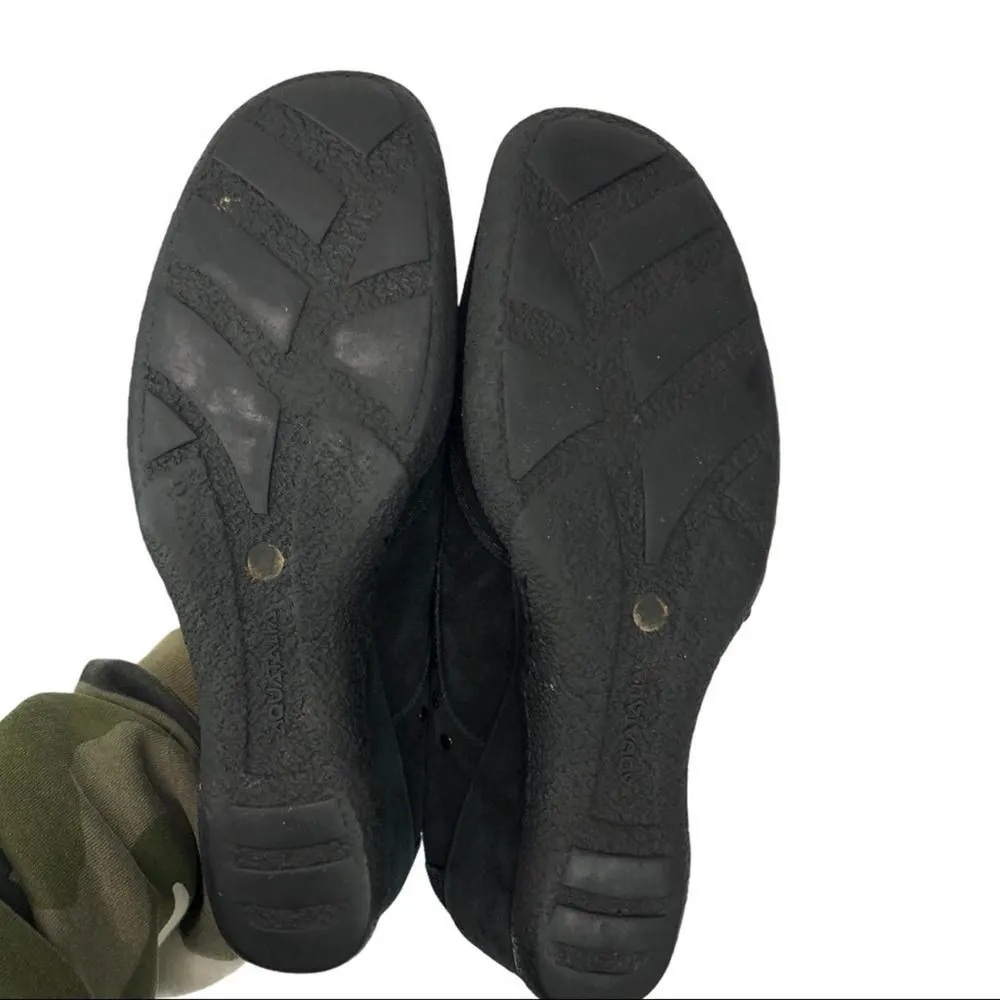 Aquatalia Greenish black Suede Leather Studded Wedge Loafers 8.5 Western - Image 7