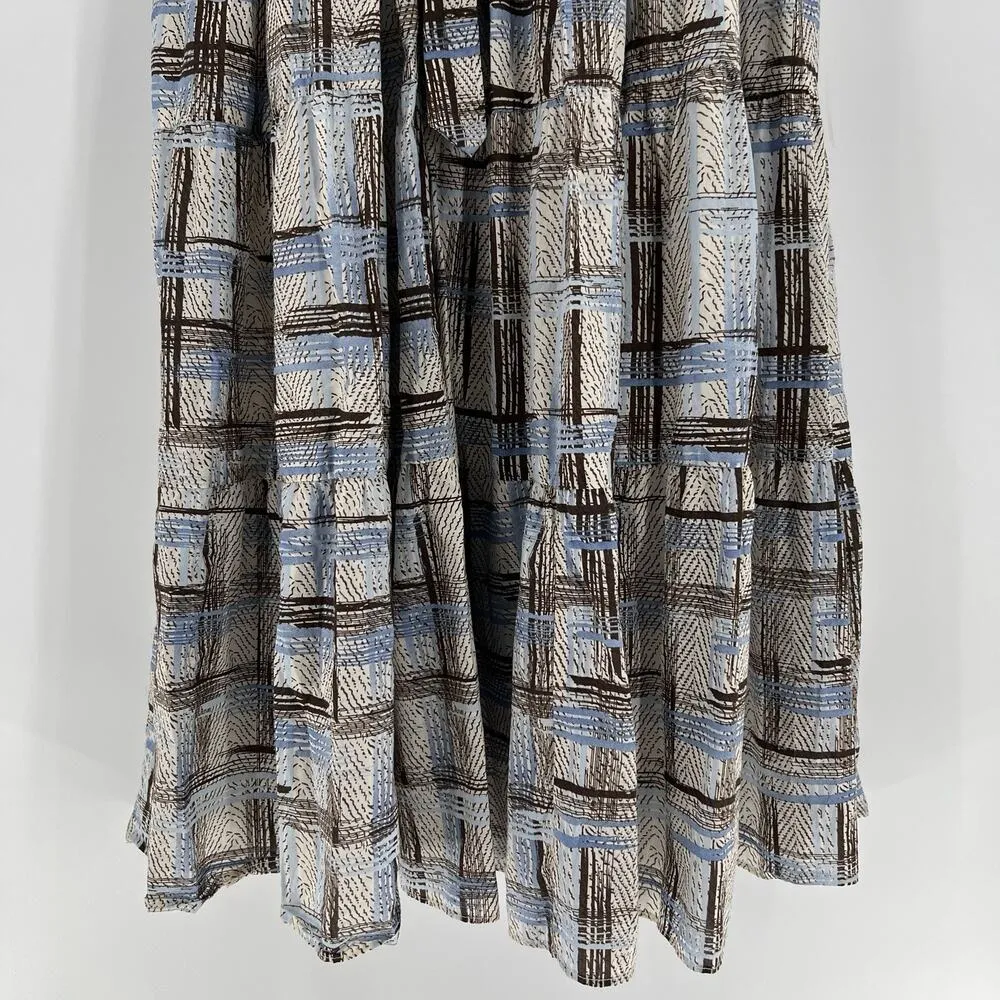 Sofie the Label Maxi Dress Belted Tie Waist Criss Cross Straps Zip Up Size Large Blue - Image 3