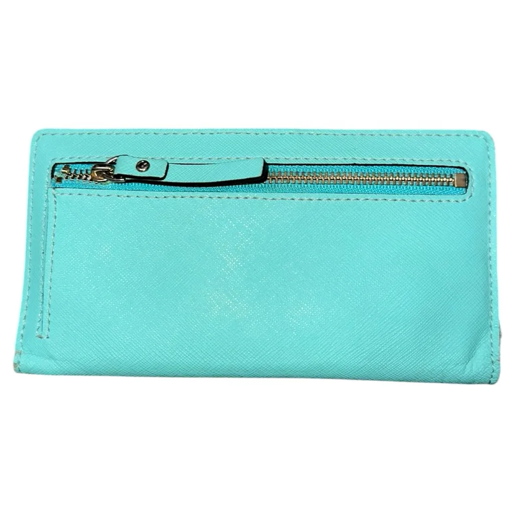 Kate Spade Aquamarine Tiffany Blue Pebbled Leather Folding Snap Closure Wallet - Image 2