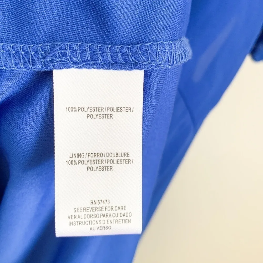 Taylor Royal Blue Azure Chiffon V neck High Low Midi Dress Medium - Image 16