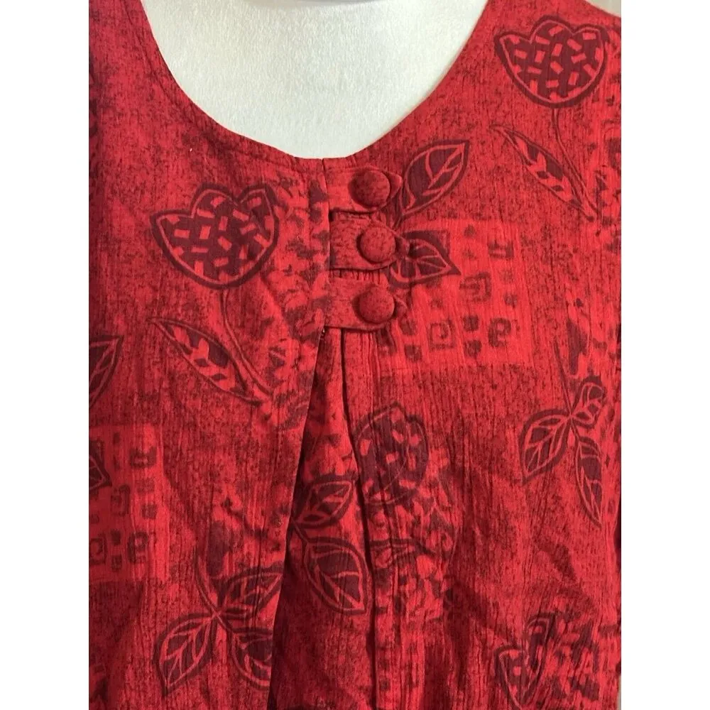 Miss Dorby Petites 2 Piece Dress And Jacket Size 12P Floral Red Layered Colorful - Image 5