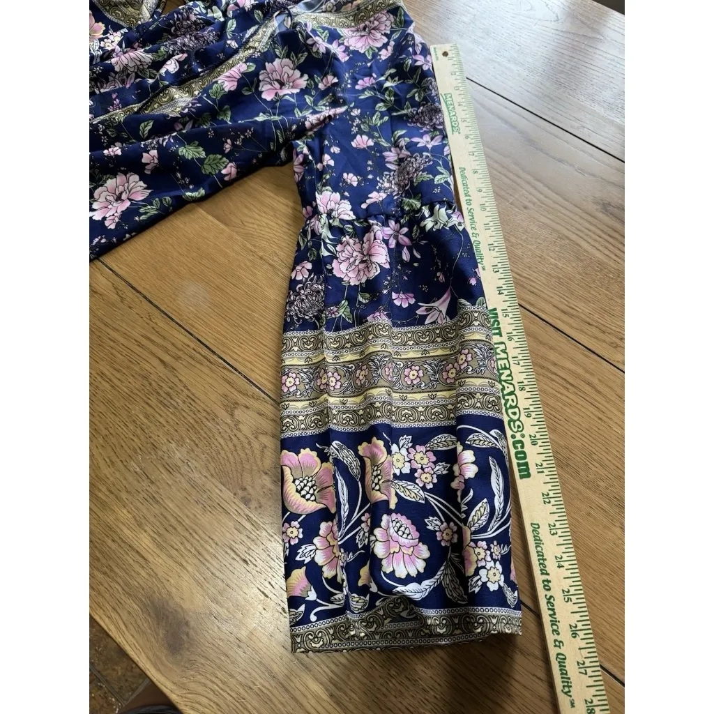 Suzanne Betro Weekend Size XL Boho Tunic Long Bells‎ Sleeves Tassels Hippie Gold - Image 6