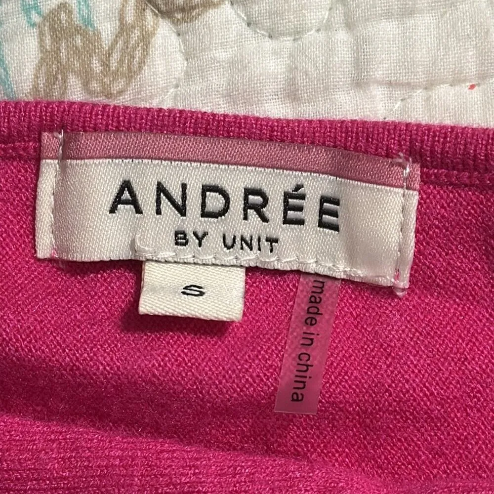 ANDREE BY UNIT women's size small hot pink sweater boatneck dolman sleeves - Image 7