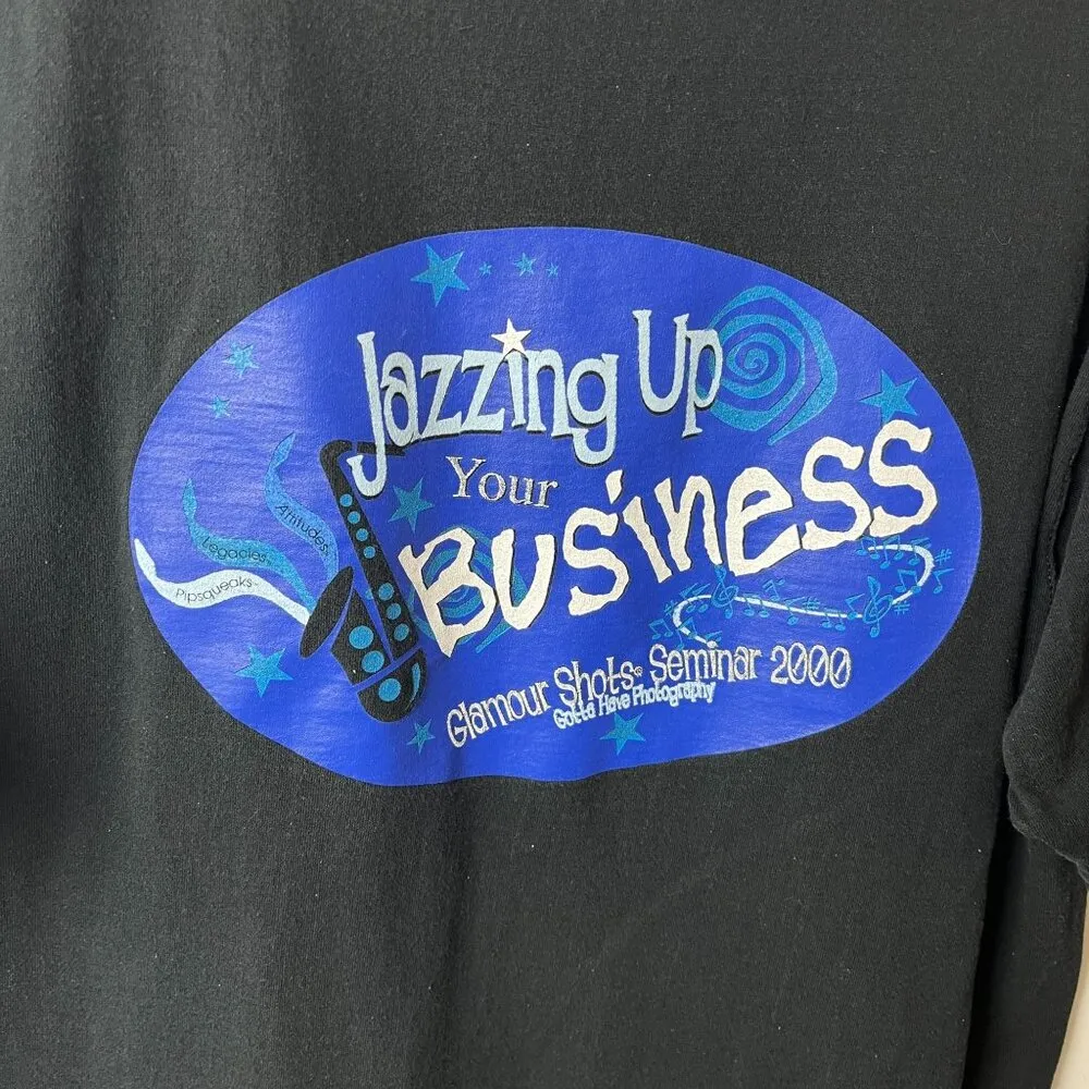 Jazzing Up Your Business T Shirt Vintage 90s Black Large L Graphic Tee Solid - Image 6