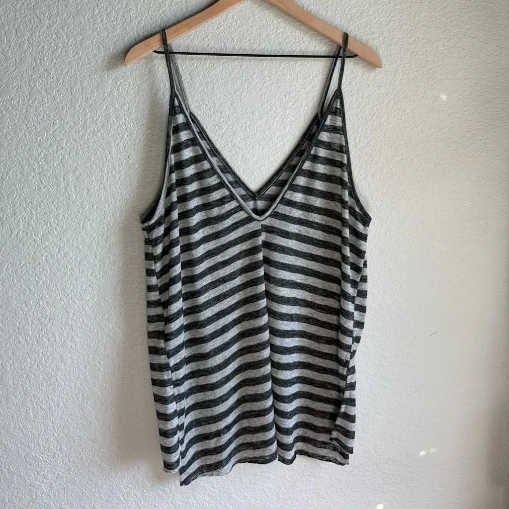 🩶Project Social T Gray and Black Striped Camisole V-neck Tank Top - Image 4