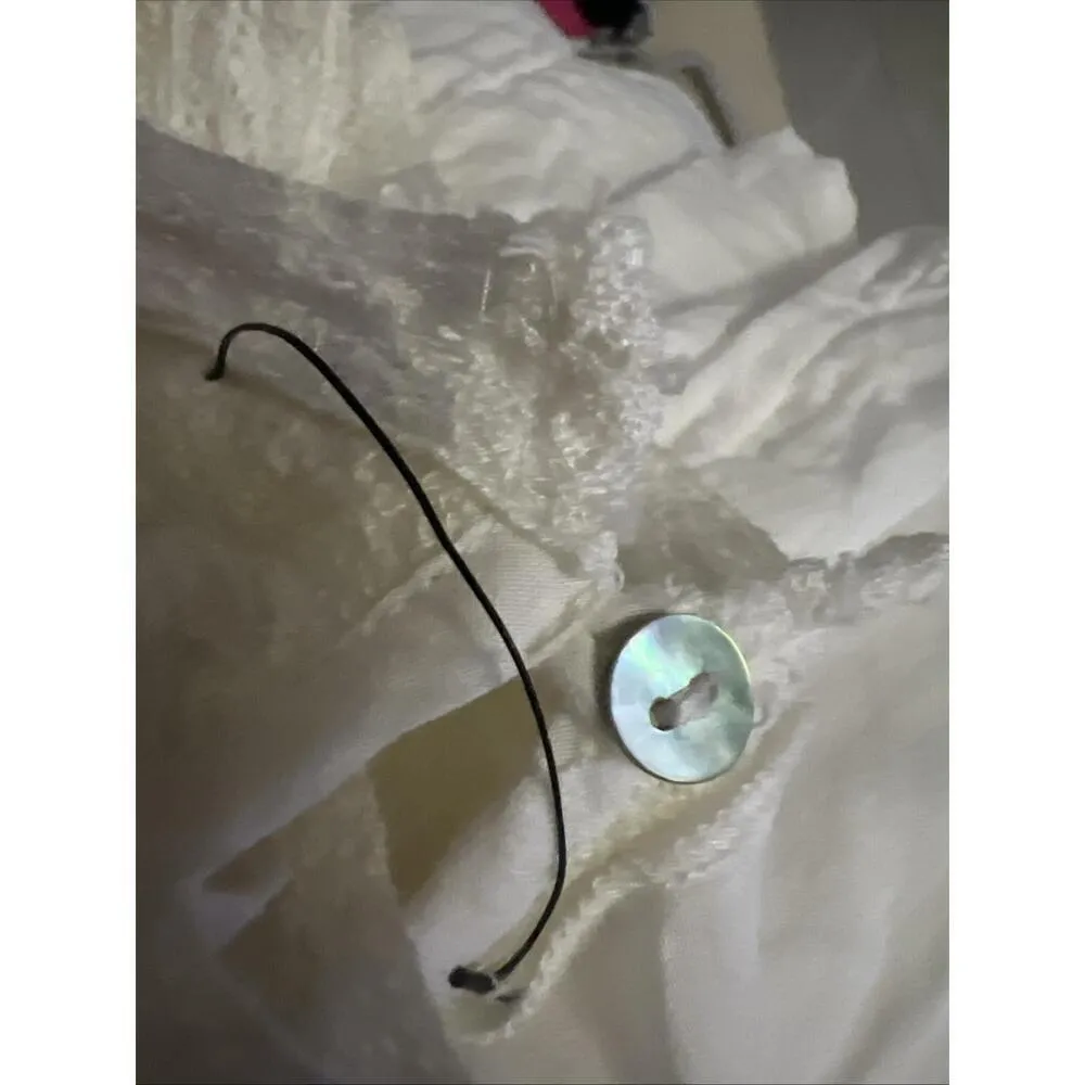 NWOT Free People Ivory Victorian Waisted CROCHET Mini Dress 2 Lace Cotton Womens - Image 14