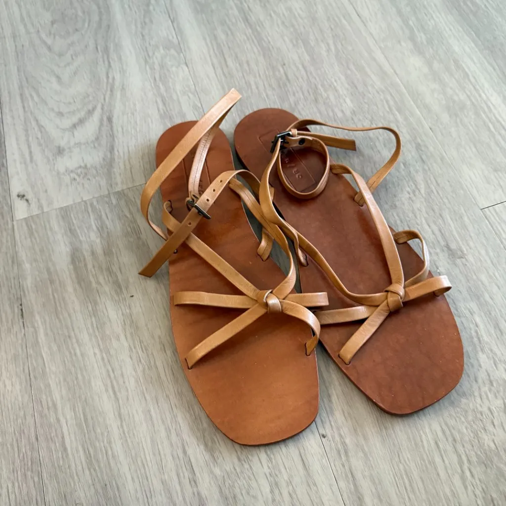 Either/Or Tan Leather Strappy Sandals Size 10 Brown - Image 3