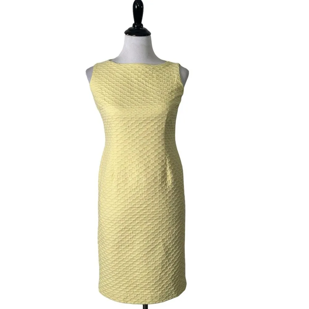 Albert Nipon 2 Piece Set Dress and Blazer Womens 4 Yellow Textured Academia‎ - Image 6