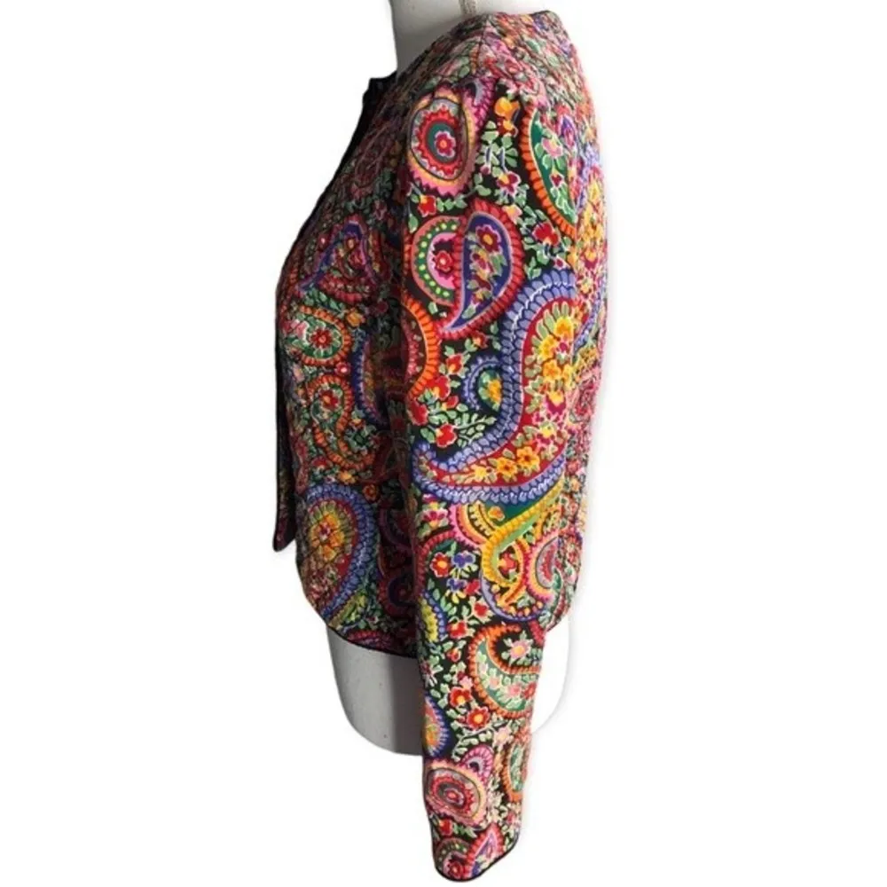 Maggy London Petites Vintage Silk Paisley Print Colorful Buttoned Jacket - Image 2