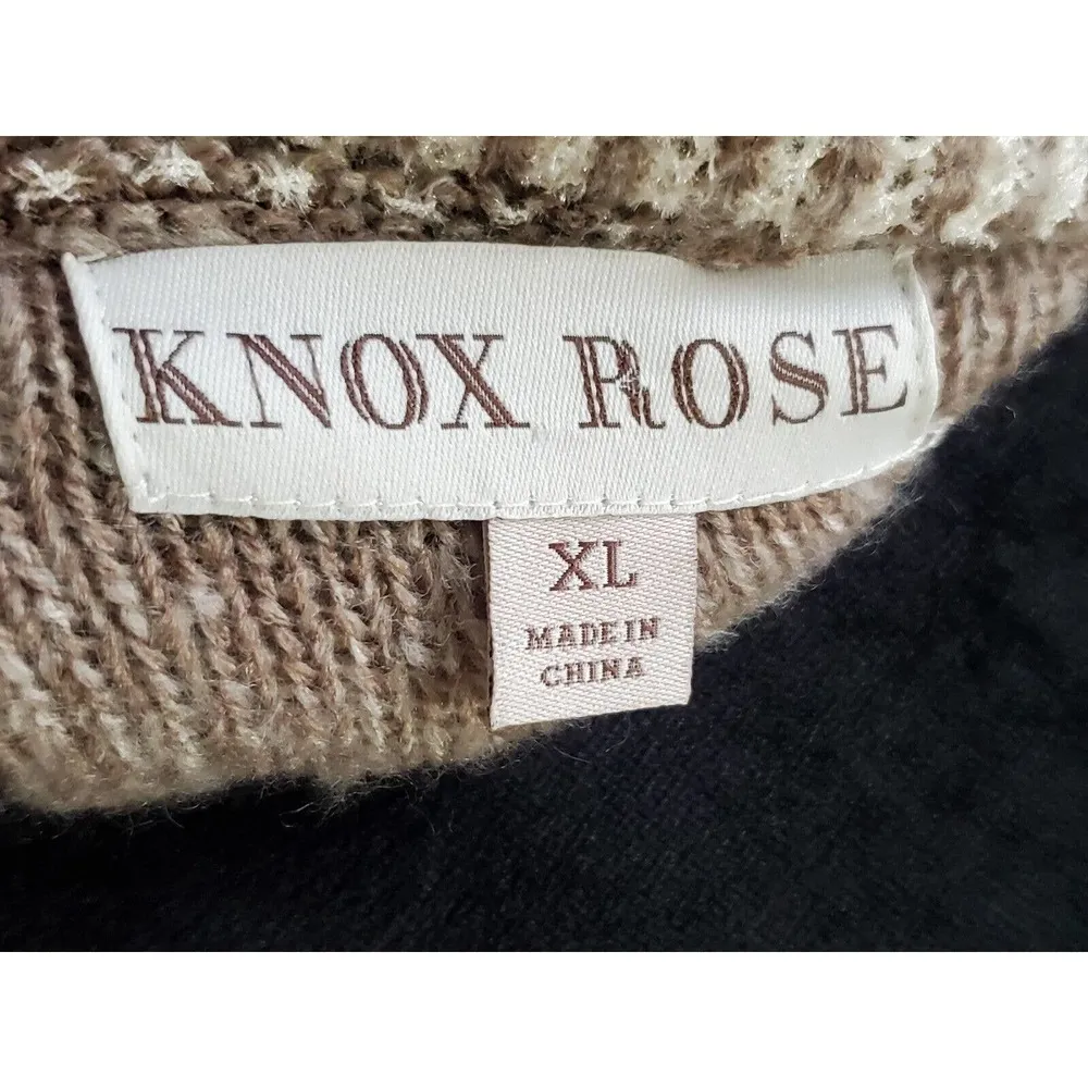 Knox Rose Women's Beige Acrylic Long Sleeve Pullover Knit Sweater Size X-Large - Image 7