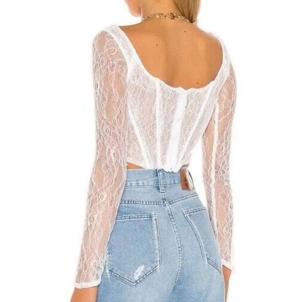 Danielle Guizio Dex Lace Corset White - Image 2