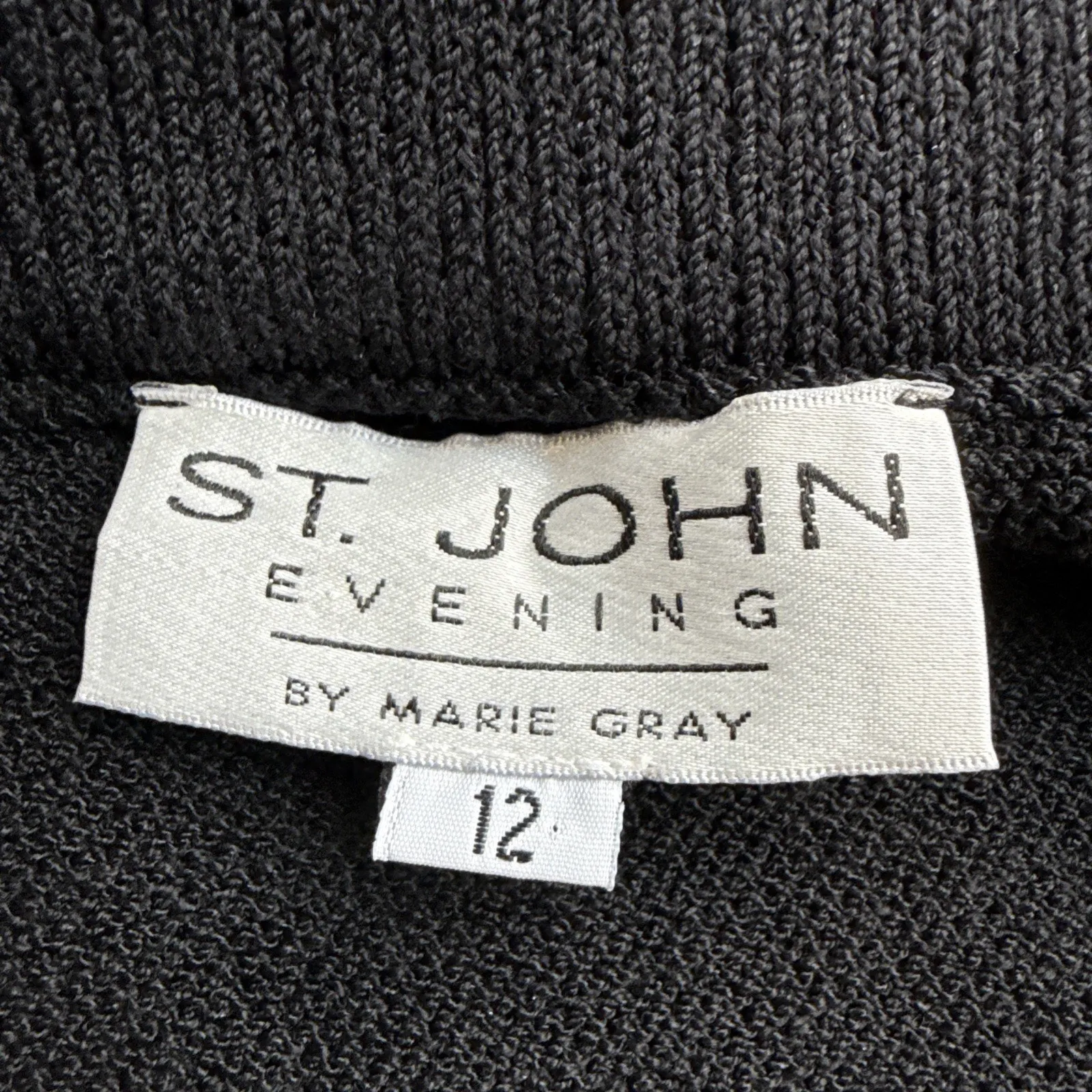 St John Evening Women’s Black Wool Knit Column Maxi Skirt Size 12 Elegant Formal - Image 5