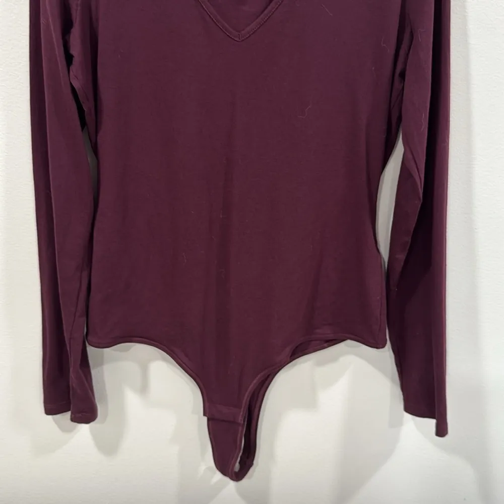 Madewell Pointelle XL Long Sleeve Burgundy Thong Bodysuit NWOT - Image 3