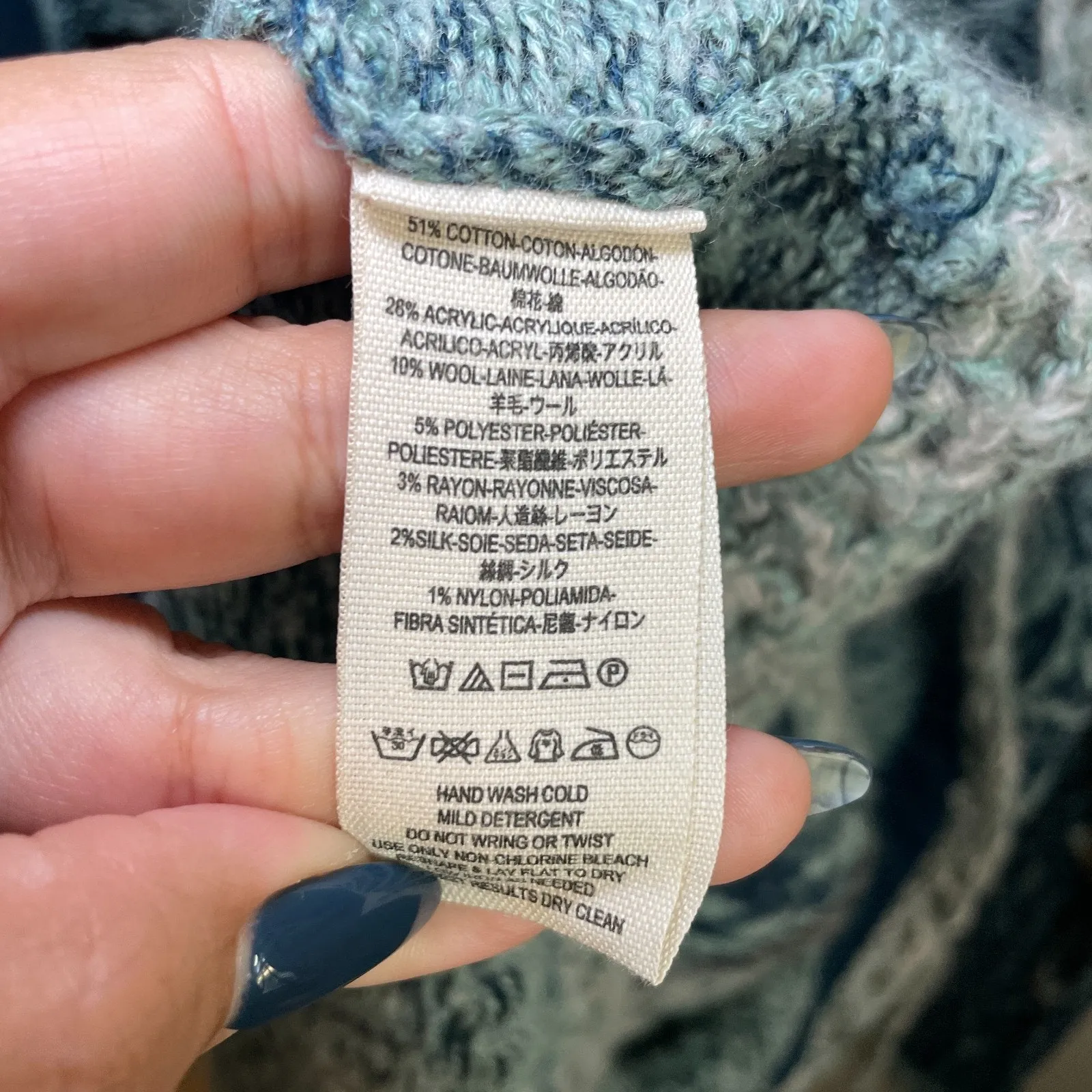 Free People Size XS Kai Pom Tapestry Cardigan Sweater Blue Boho Festival Peasant - Image 9