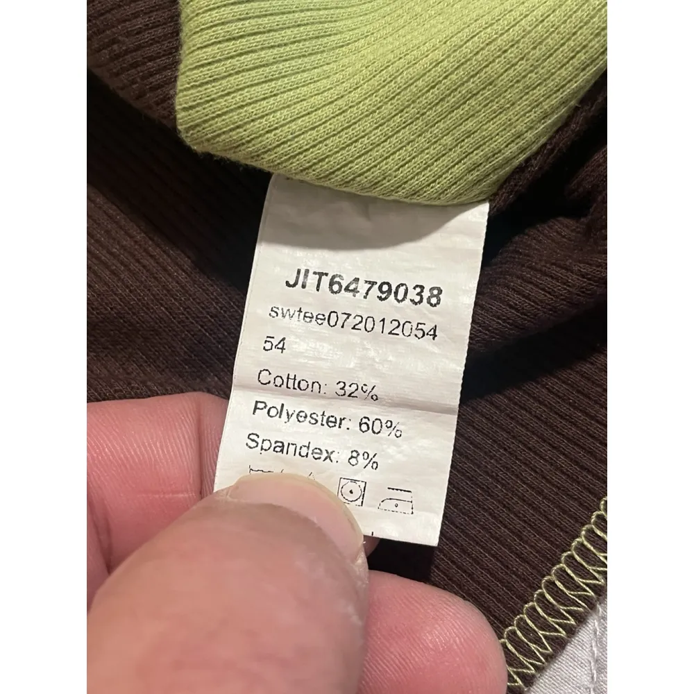 SHEIN Blouse Women's Small Green Brown Short Sleeve Crop Top Patchwork Crew Neck - Image 5