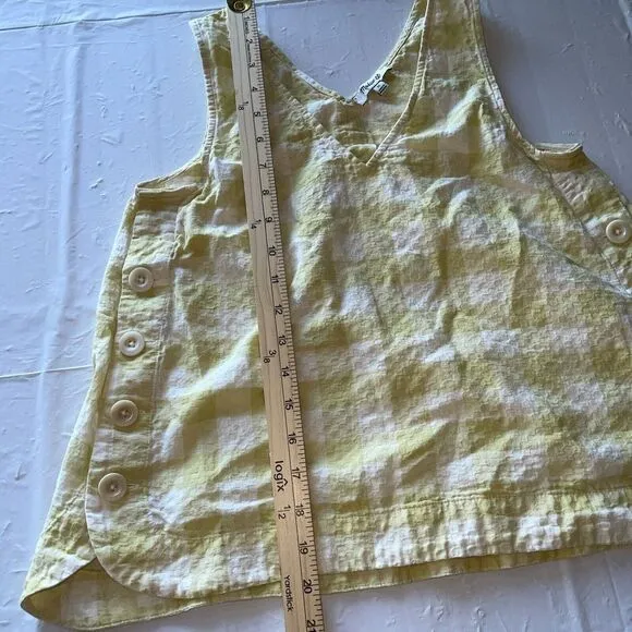 Madewell Side-Button Tank Top in Gingham Check‎ Sz XS Yellow White - Image 4