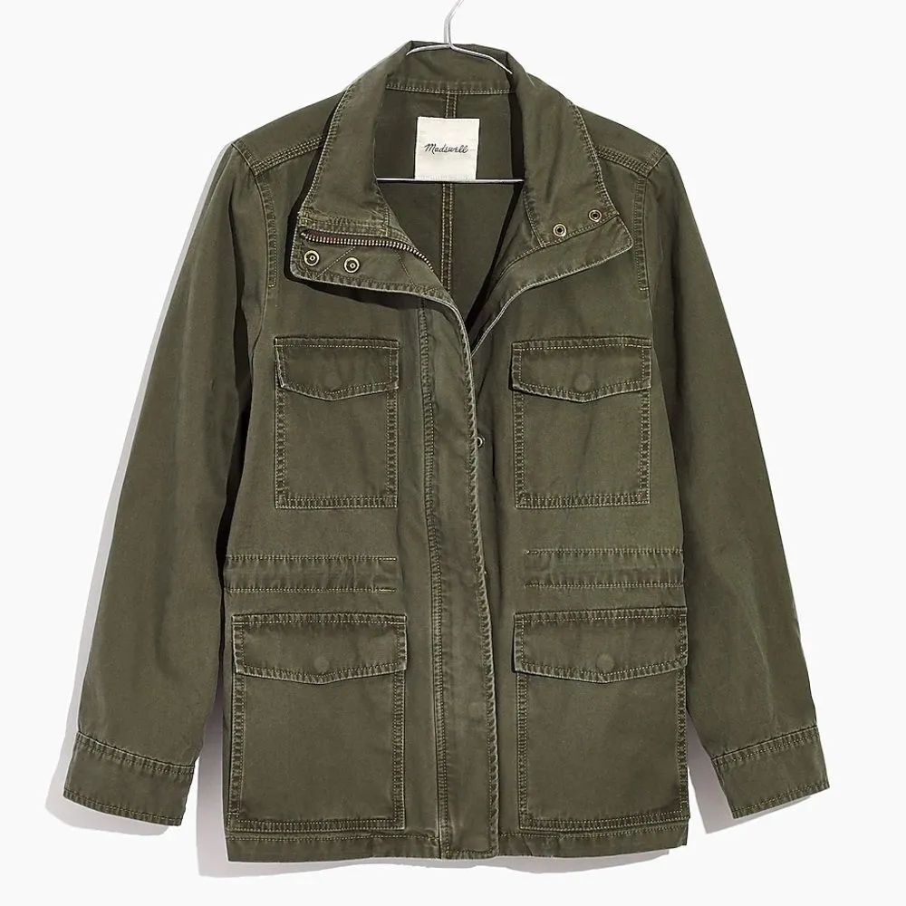 Madewell Army Green Zip-Up Surplus Field Jacket Fall Utility Coat Womens Size XS - Image 5