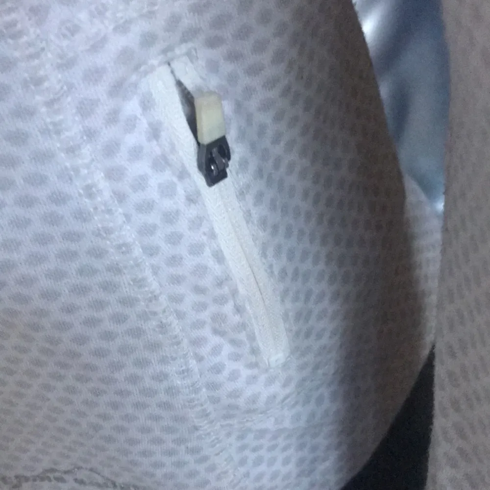 Eddie Bauer 1/4 Zip Jacket Cream Gray Zipped Pocket Thumb Hole Women Size Small - Image 6