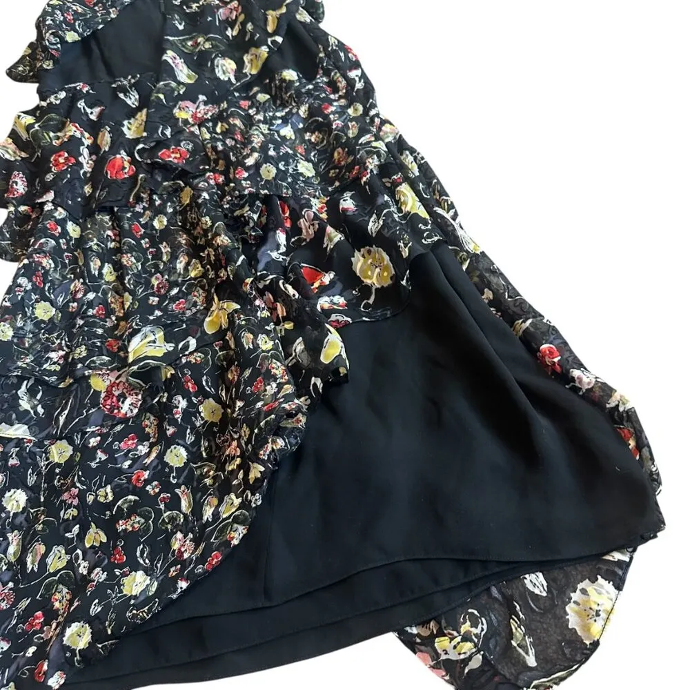 Grey by Jason Wu Painterly Floral Tiered Silk Blend Dress Spaghetti Strap Size 4 - Image 12