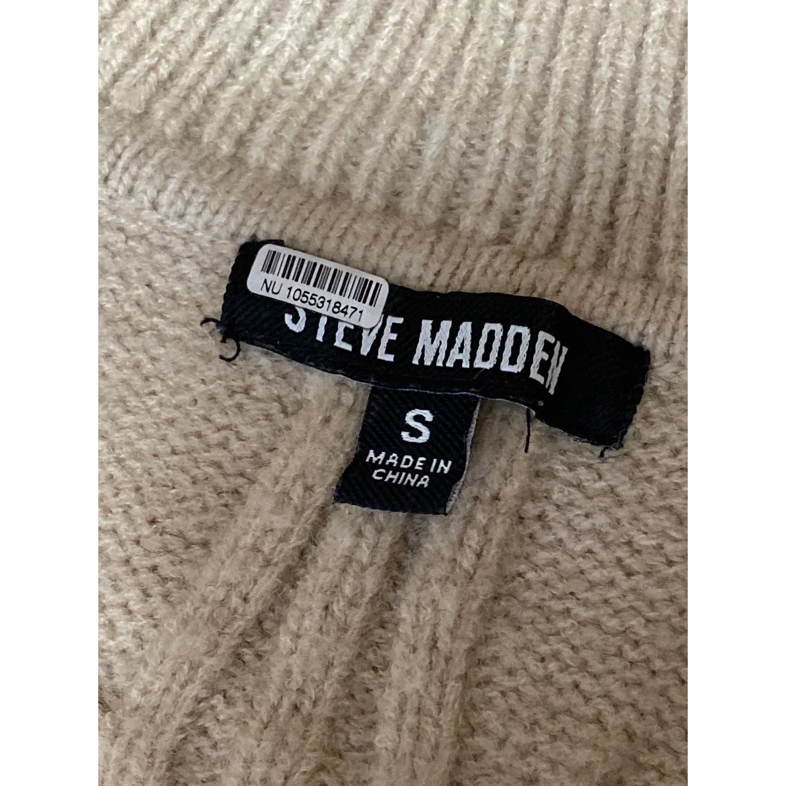 Steve Madden Cay Johnny Beige Collared Long Sleeve Sweatshirt Sweater Top Size S - Image 3