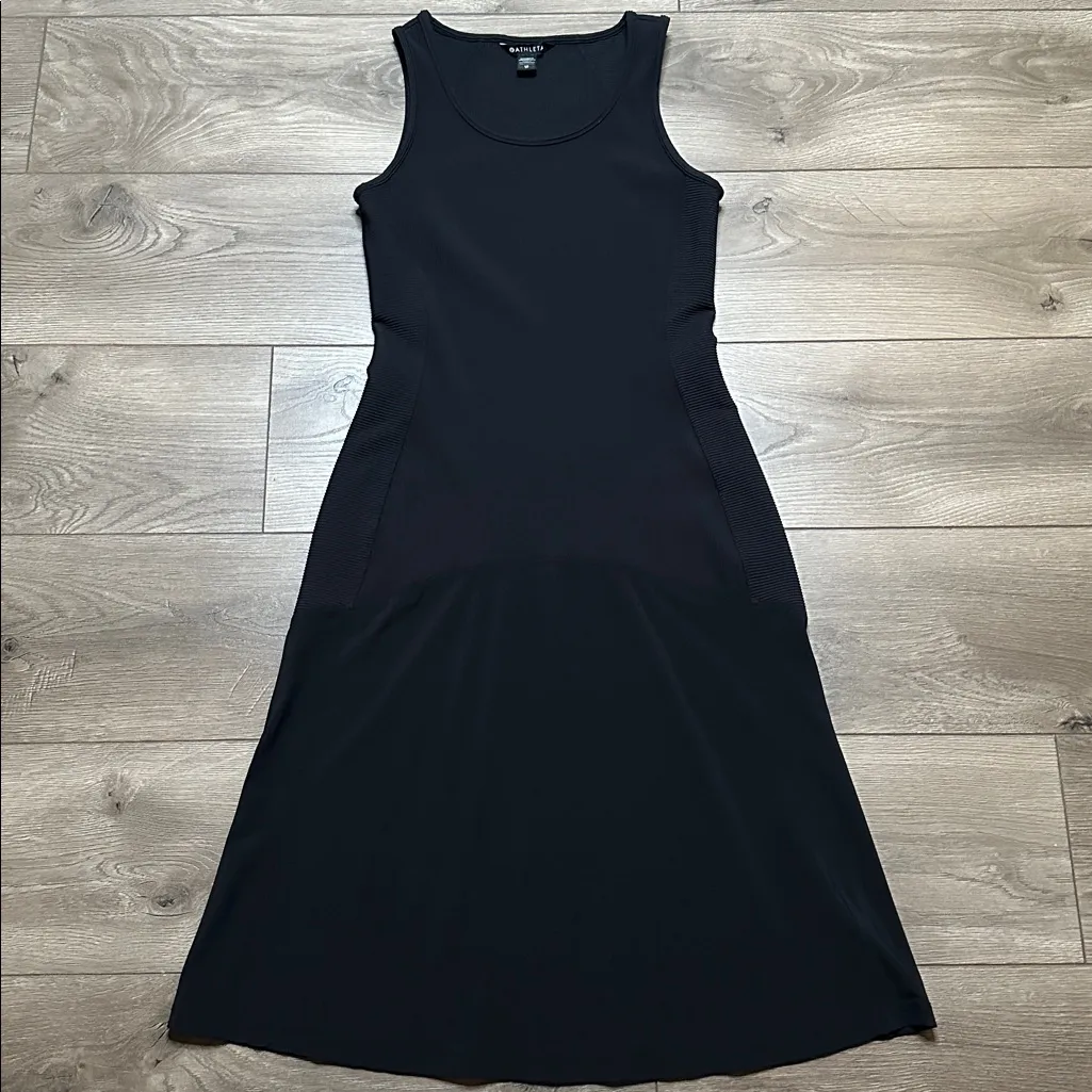 Athleta Ribbed Fit And Flare Midi Active Tank Dress Black Size XS - Image 3