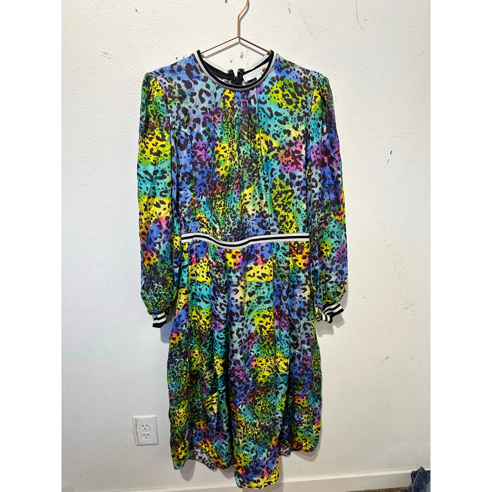 HUNTER BELL Multicolored Leopard Printed 100% Silk Leoparf Casper Dress size 10 - Image 2