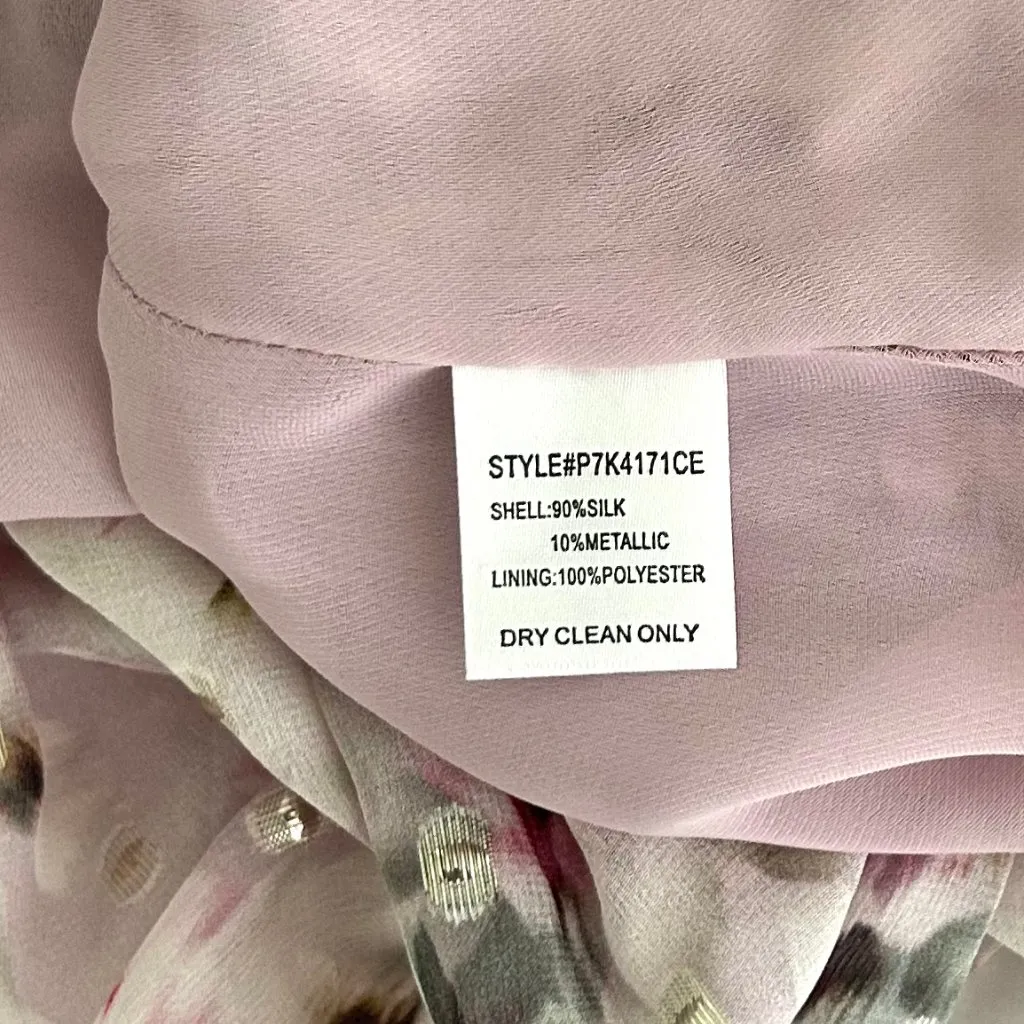 Parker Blurred Floral Silk BabyDoll Top in Pink Size M - Image 6