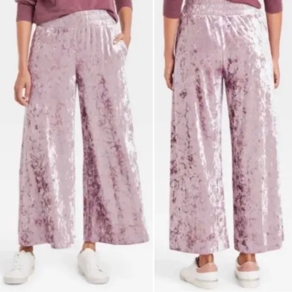A NEW DAY High Rise Wide Leg Velvet Feel Pull-On Pants in Dusty Mauve Size S - Image 2