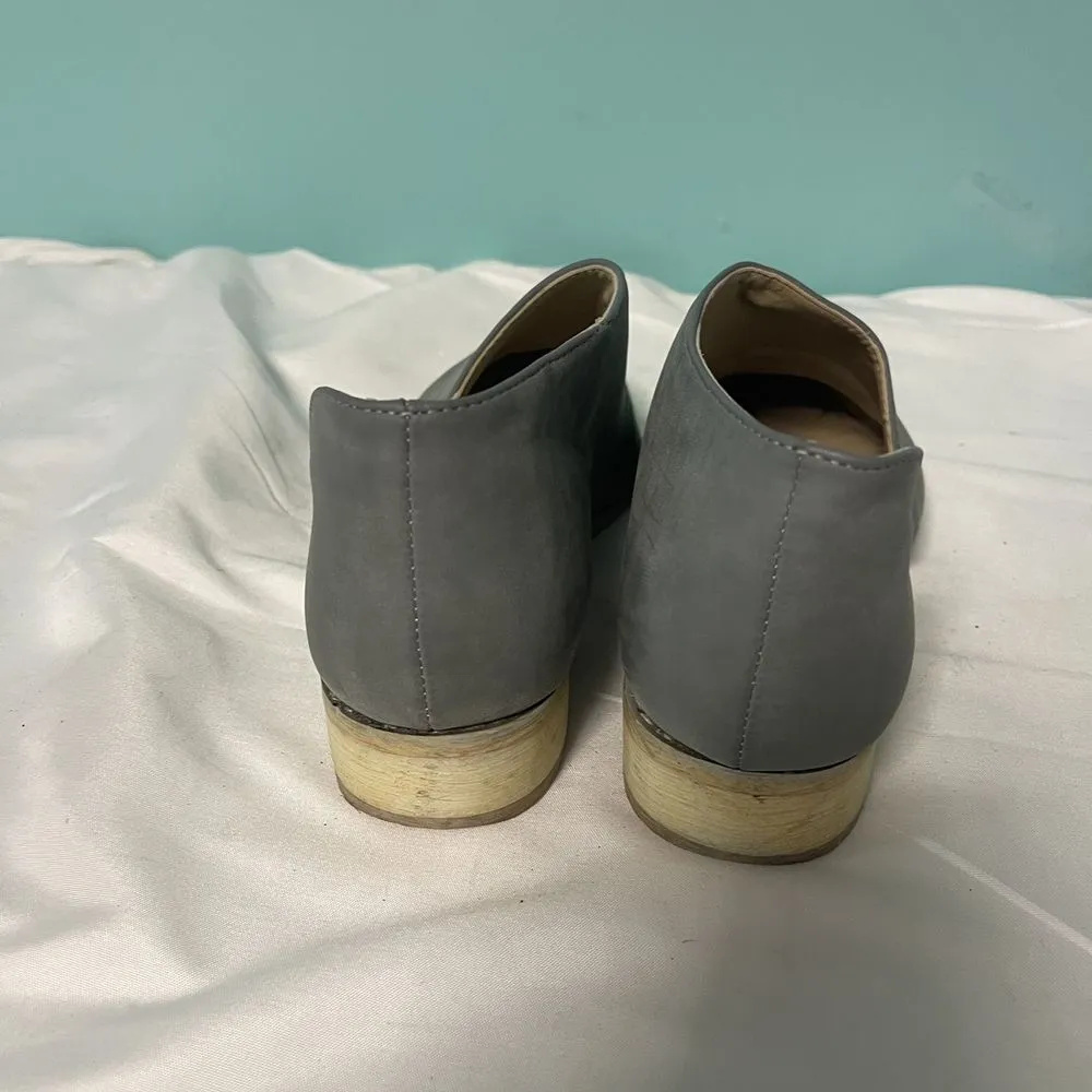 JG Women's Faux Leather Suede Gray Flats D'Orsay Cutout Slip On Shoes Sz 7 S - Image 4