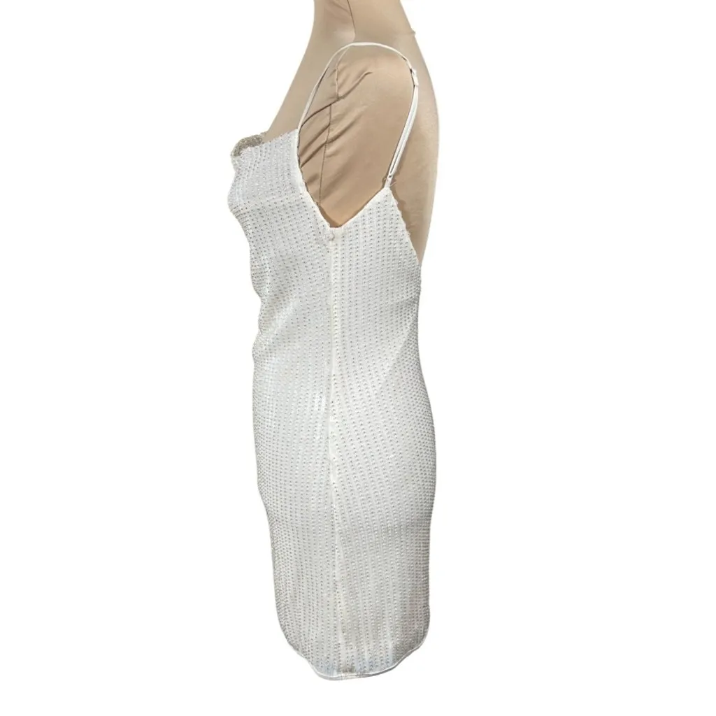The Native One Cowl Neck Mini Dress Cream Sequin S Small Stretch - Image 2