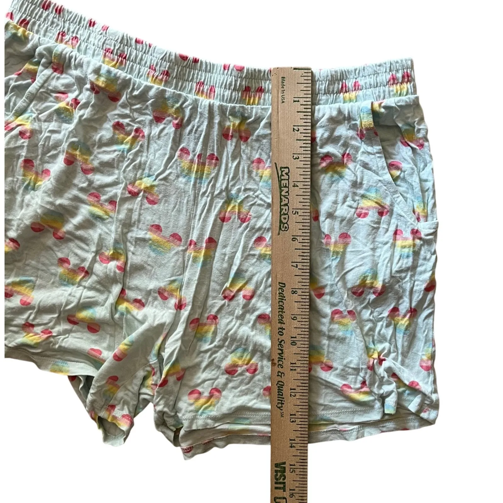 Disney‎ Mickey Mouse Rainbow Pajama Set Womens L/G Top & Shorts Sleepwear - Image 7