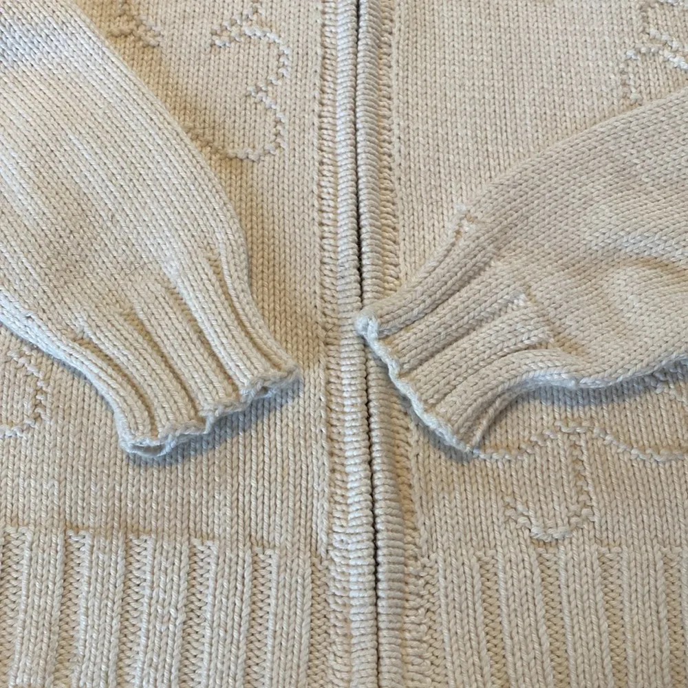 Rey Wear Mock Neck Full Zip L/S Cream Cotton Hand Made In Bolivia Cardigan Sz S White - Image 6