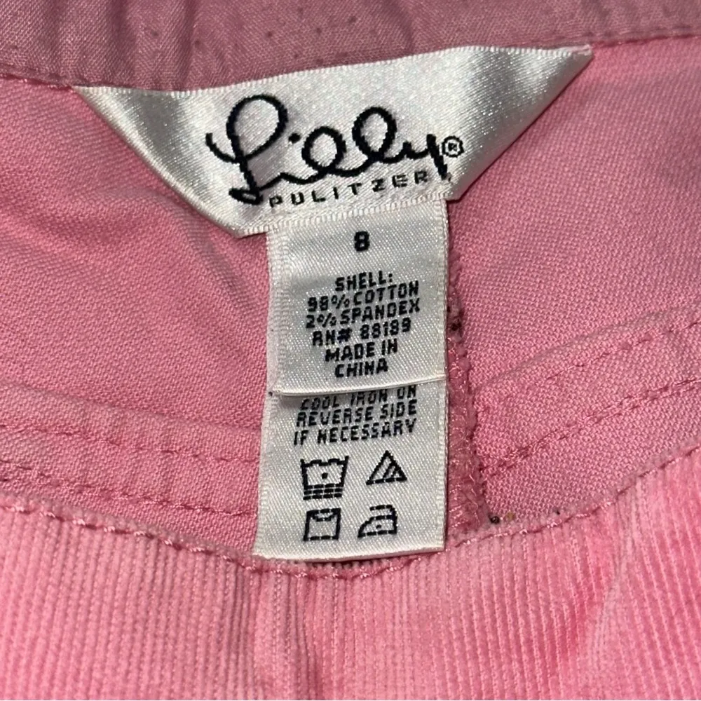 Lilly Pulitzer White Label 8 Pink Corduroy Terrier Dog Embroidered Crop Pants - Image 4