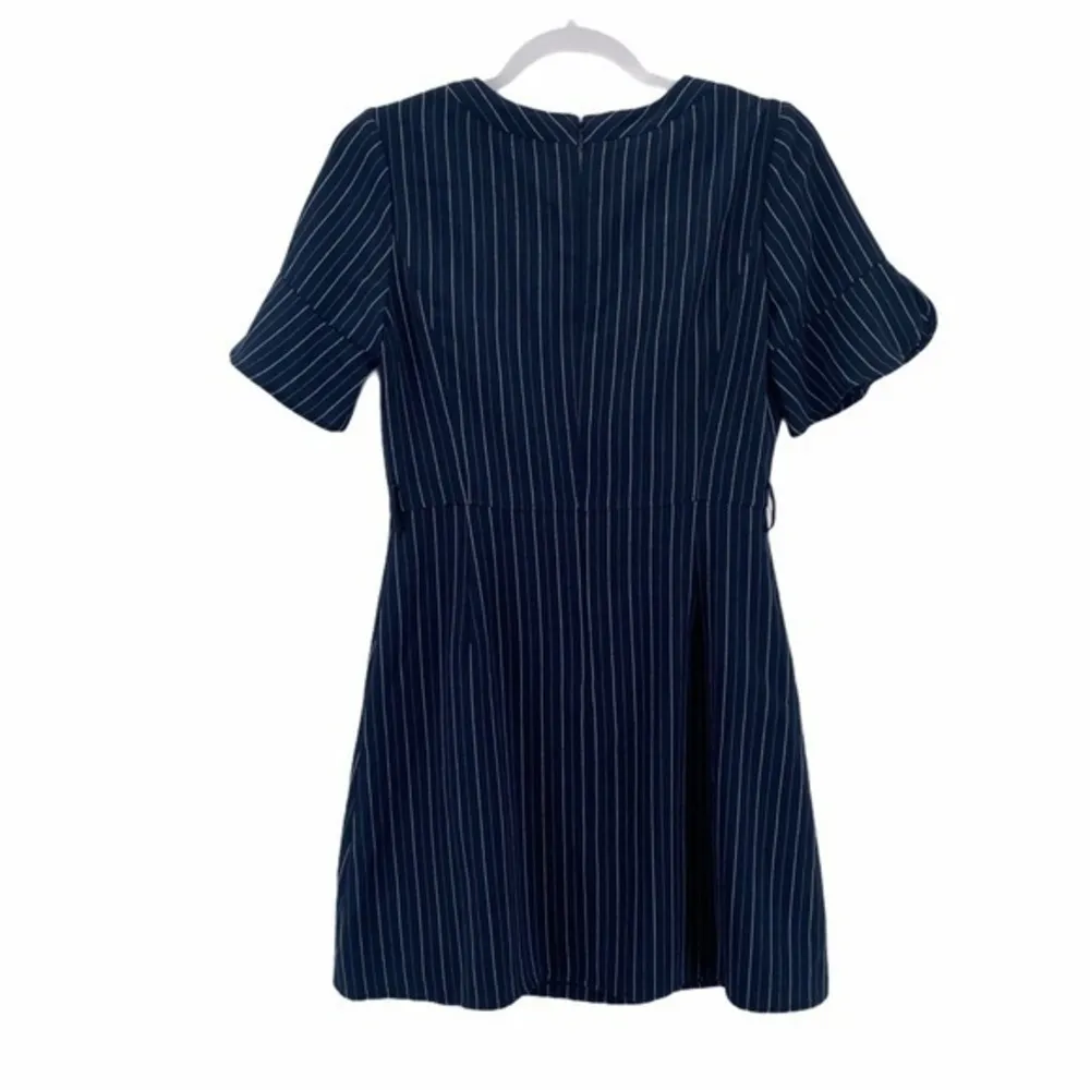 Prich Pinstriped Buckle Neckline‎ Dress Blue Size XS - Image 2