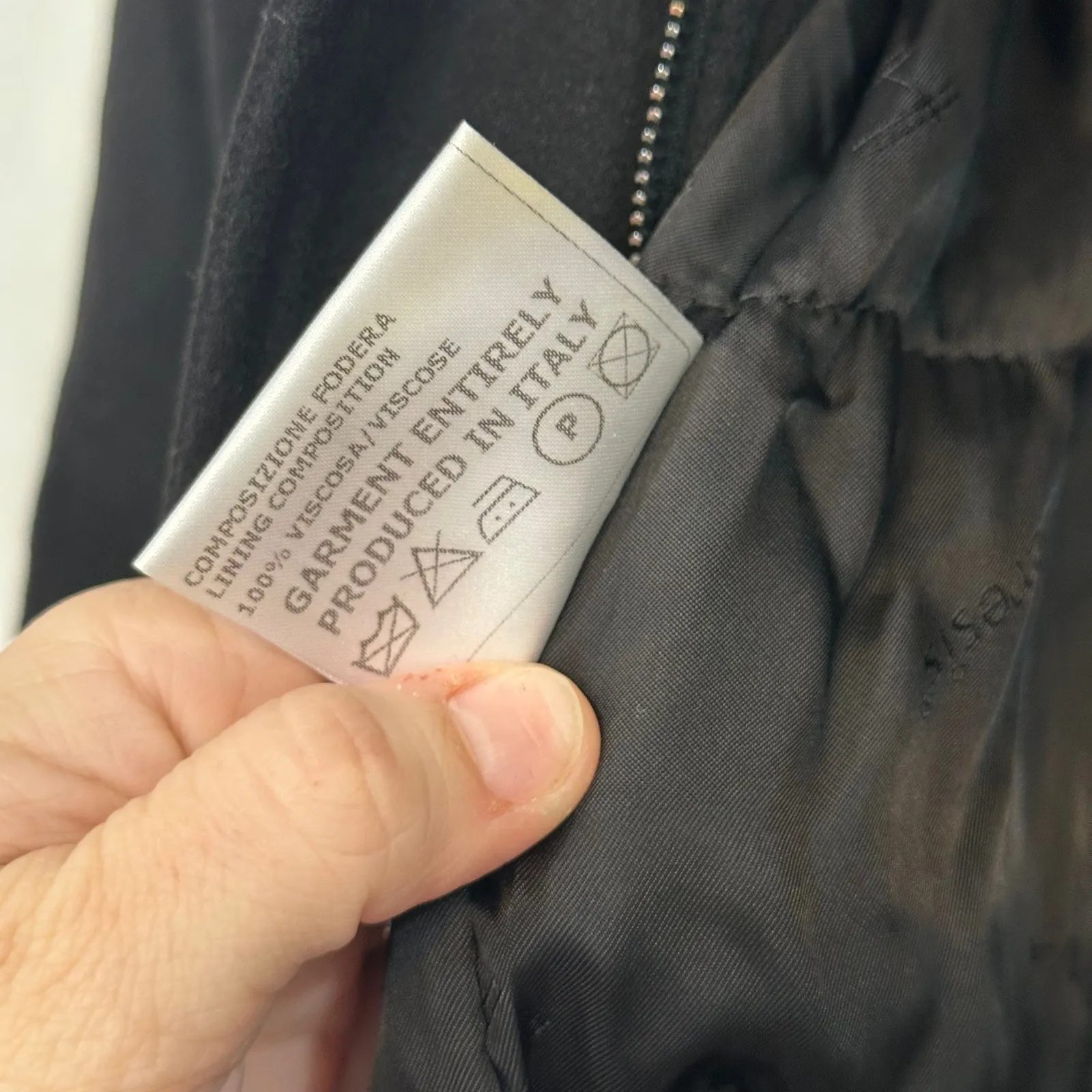 Heresis Womens Jacket 44 100% Wool Hood Faux Fur Outerwear Zip Button Italy Black Size 8 - Image 7