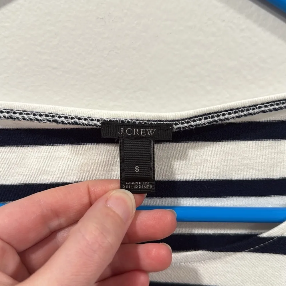 J. Crew White and Blue Striped Long Sleeve T-Shirt Size Small EUC - Image 6