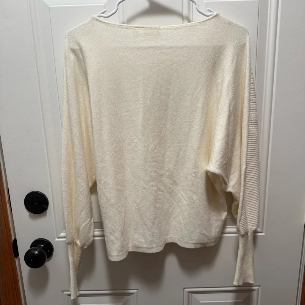 Cyrus Women's Cream Knit Batwing Soft Cozy Sweater Cabincore Large - Image 3