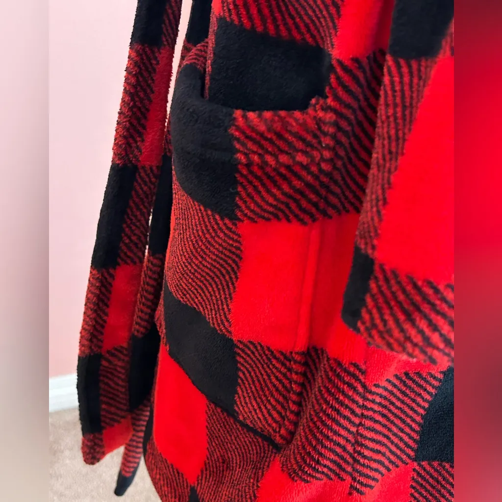Victoria’s Secret Pink buffalo plaid sequin bling dog soft cozy hooded rob XS/S - Image 7