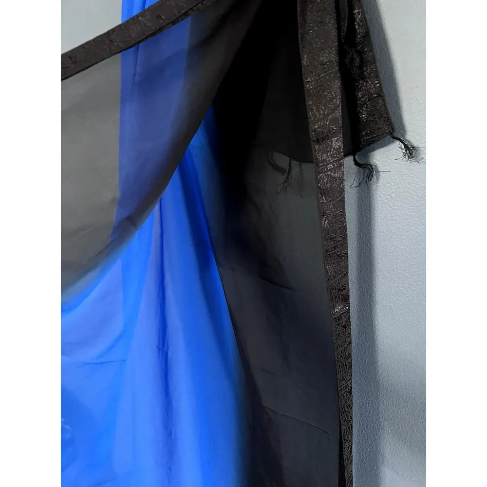 Blue to Black Ombre Sarong Scarf Swimsuit Cover Up with Paneling on Side Size L - Image 2